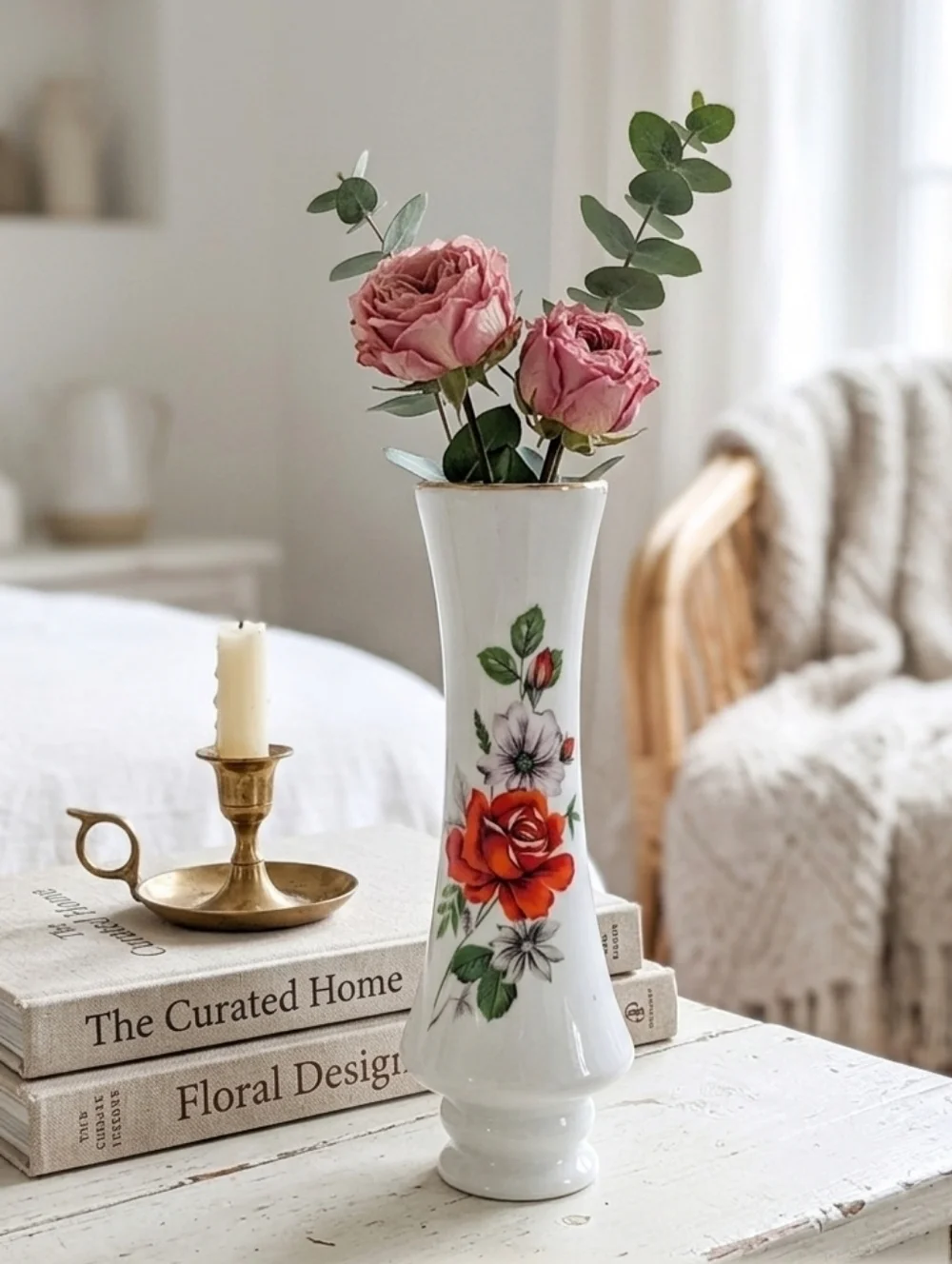 Vintage Floral Porcelain Bud Vase 7